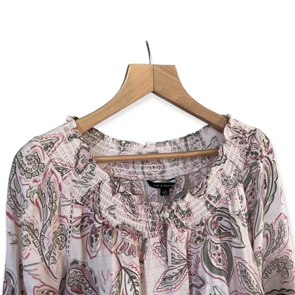 Zac & Rachel Women’s Pale Pink Floral Boho Crochet Detail Top, Size Medium - Picture 3 of 9
